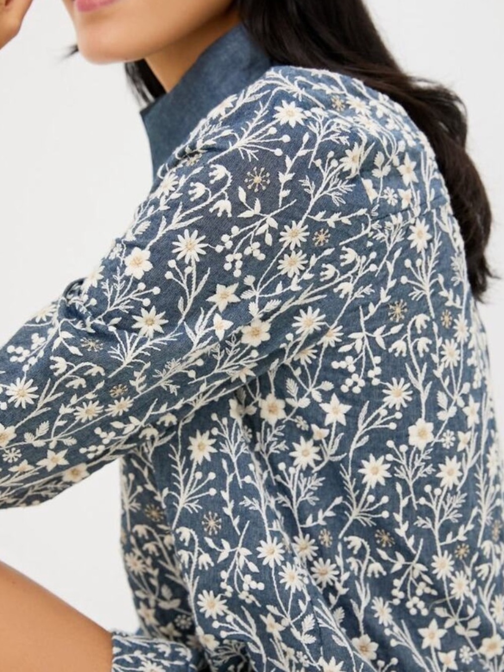Tuckernuck Embroidered Chambray Wildflower Meadows Megan Dress - Picture 6 of 7